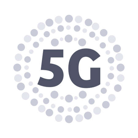 5G sticker online wireless system connection concept fifth innovative generation of high speed internet sign icon mobile telecommunications technology symbol vector illustrationのイラスト素材