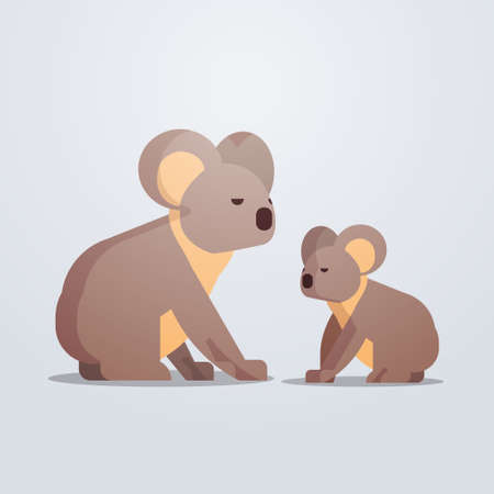 koalas icon cute cartoon wild animals mother with young joey symbol wildlife species fauna concept flat vector illustrationのイラスト素材