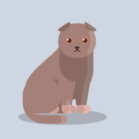 cute cartoon cat icon kitten sitting alone flat vector illustrationのイラスト素材