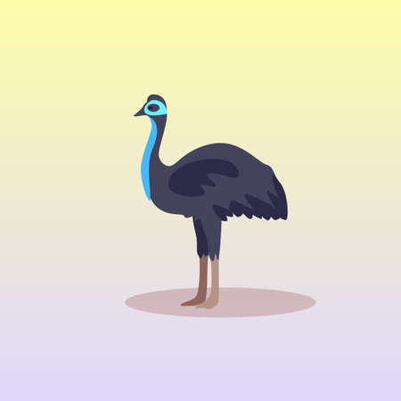 ostrich or emu icon cartoon endangered wild animal symbol wildlife species fauna concept flat vector illustrationのイラスト素材