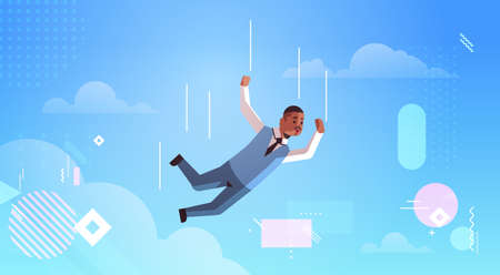 african american businessman falling down financial crisis bankruptcy concept horizontal full length vector illustrationのイラスト素材
