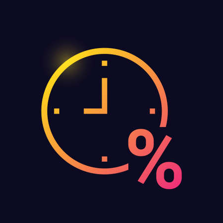 clock with percent sign loan timing glowing neon icon banking icons for ui and ux website or mobile app vector illustrationのイラスト素材