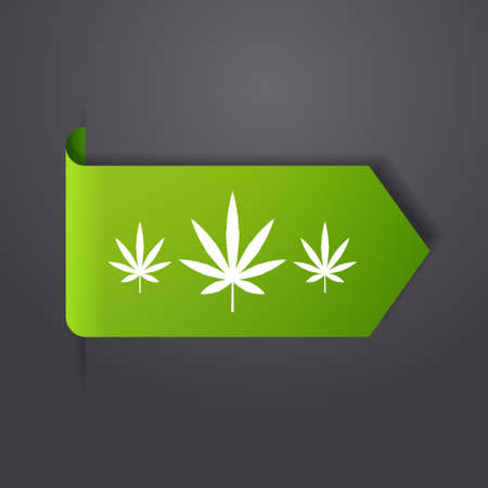 marijuana leaf sticker cbd oil label thc free icon hemp extract emblem ganja cannabis weed badge design flat vector illustrationのイラスト素材