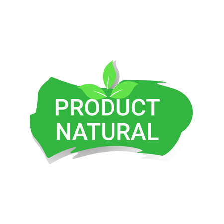 natural product sticker organic healthy vegan market logo fresh food emblem badge design vector illustrationのイラスト素材