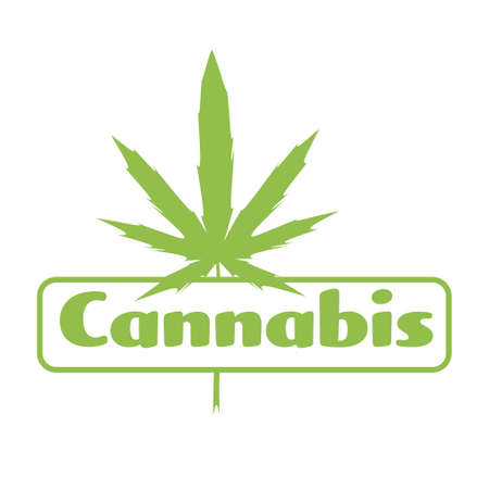 medical cannabis or marijuana leaf badge ganja legalize sticker drug consumption concept vector...