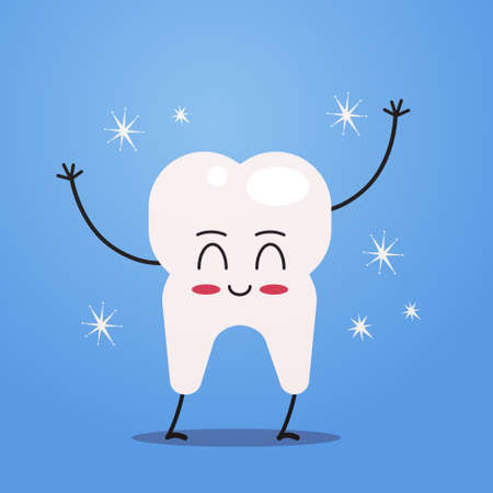 cute tooth cartoon character funny human dental internal organ mascot anatomy healthcare medicine concept vector illustrationのイラスト素材