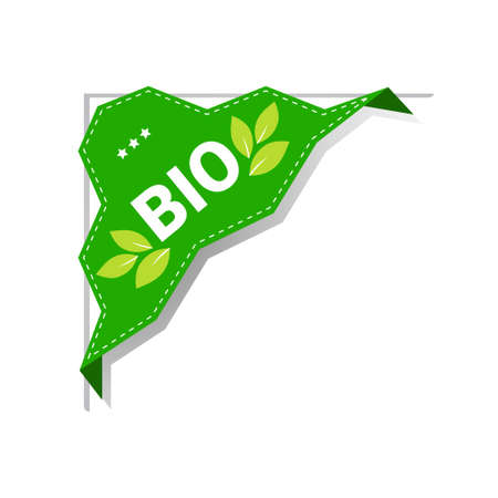 bio natural product sticker organic healthy vegan market logo fresh food emblem badge design vector illustrationのイラスト素材
