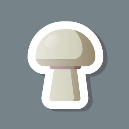 fresh champignon musroom sticker tasty vegetable icon healthy food concept vector illustrationのイラスト素材