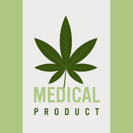 medical cannabis or marijuana leaf ganja legalize sticker drug consumption concept vector illustrationのイラスト素材