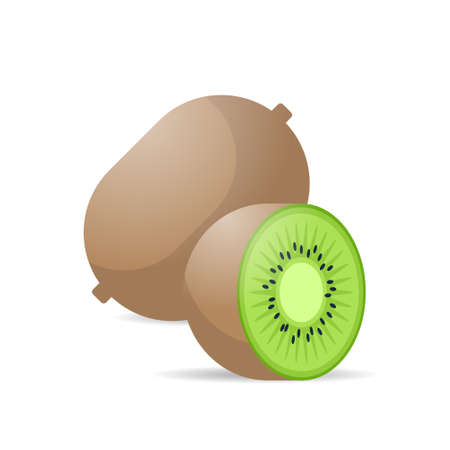 fresh juicy kiwi icon tasty ripe fruit isolated on white background healthy food concept vector illustrationのイラスト素材