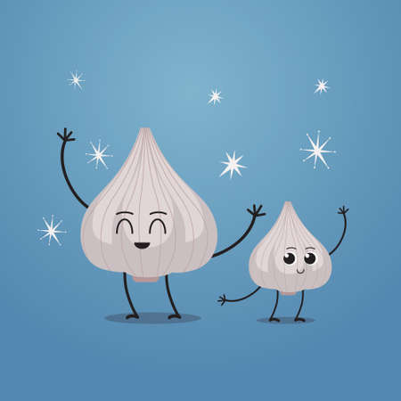cute garlic characters cartoon mascot vegetable healthy food concept vector illustrationのイラスト素材
