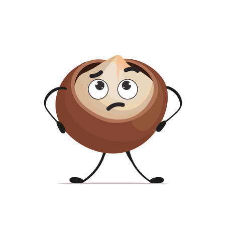 cute macadamia character cartoon mascot nut personage healthy vegetarian food concept isolated vector illustrationのイラスト素材