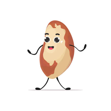 cute brazil nut character cartoon mascot nut personage healthy vegetarian food concept isolated vector illustrationのイラスト素材