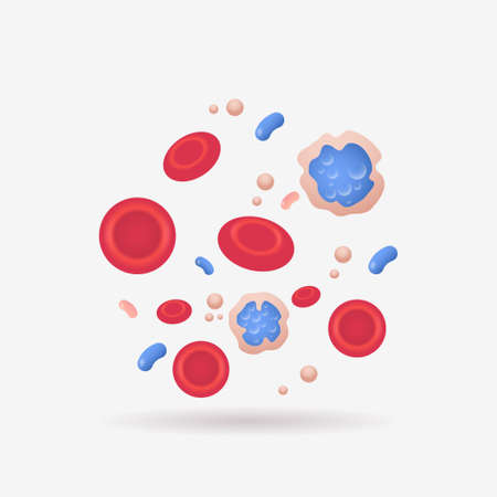 red and blue vein blood cells anatomy human vascular system leukocytes erythrocytes platelets icon biology medicine concept flat vector illustrationのイラスト素材
