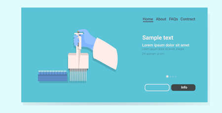 doctor hand in glove holding test tubes holder medical laboratory glassware equipment for chemical experiment horizontal copy space vector illustrationのイラスト素材