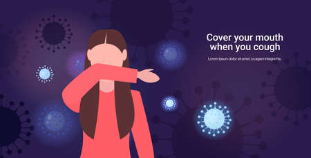 basic protective measures against coronavirus protect yourself cover your mouth when cough important information guidance to stay healthy horizontal portrait copy space vector illustrationのイラスト素材