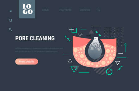 skin blackhead pimple acne pore cleaning cosmetology skincare beauty concept deep cleaning unclog pores horizontal copy space vector illustrationのイラスト素材