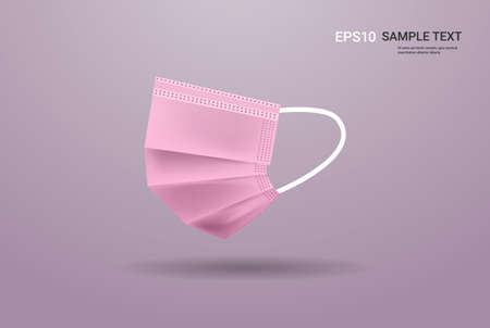 pink antiviral medical respiratory protection face mask coronavirus covid-19 prevention health care concept copy space horizontal vector illustrationのイラスト素材