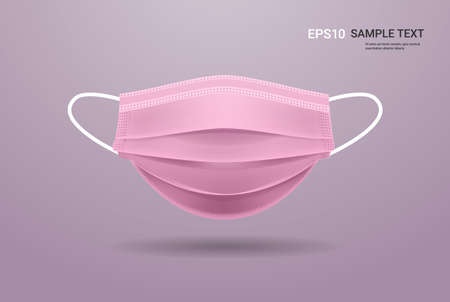 pink antiviral medical respiratory protection face mask coronavirus covid-19 prevention health care concept copy space horizontal vector illustrationのイラスト素材