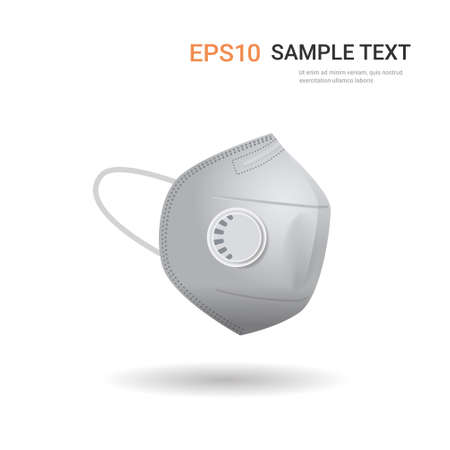 white antiviral medical respiratory protection face mask coronavirus covid-19 prevention health care concept copy space vector illustrationのイラスト素材