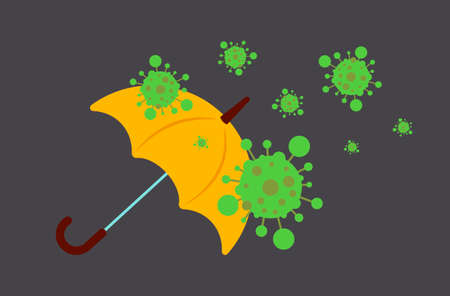 umbrella protecting against coronavirus cells 2019-nCoV protection virus control covid-19 preventionのイラスト素材