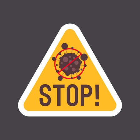 stop coronavirus concept noel 2019-nCoV virus cell with prohibit sign covid-19 prevention posterのイラスト素材