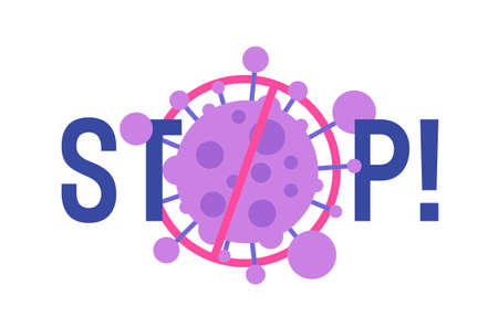stop coronavirus concept noel 2019-nCoV virus cell with prohibit sign covid-19 prevention posterのイラスト素材
