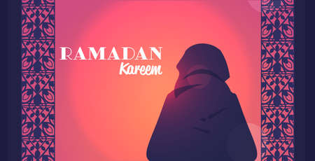 religious muslim man kneeling praying ramadan kareem holy month religion concept rear view