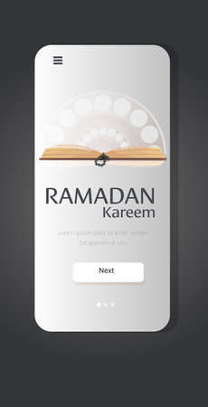 ramadan kareem holy month religion concept islamic quran greeting card smartphone screen mobile app vertical copy space vector illustrationのイラスト素材