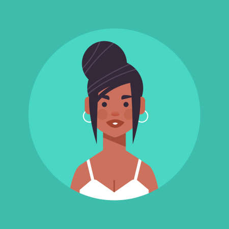 african american girl head avatar beautiful woman face female cartoon character portraitのイラスト素材