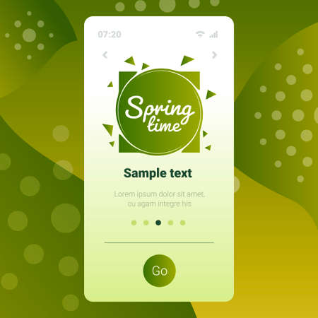 spring time hand drawn poster lettering banner invitation template smartphone screen mobile app copy spaceのイラスト素材