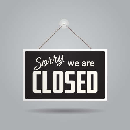 closed sign hanging outside business office store shop or restaurant coronavirus pandemic quarantine bankruptcy commerce crisis concept vector illustrationのイラスト素材