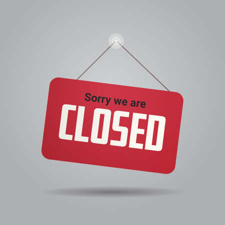 closed sign hanging outside business office store shop or restaurantのイラスト素材