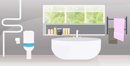 modern bathroom interior empty no people apartment with furniture horizontalのイラスト素材