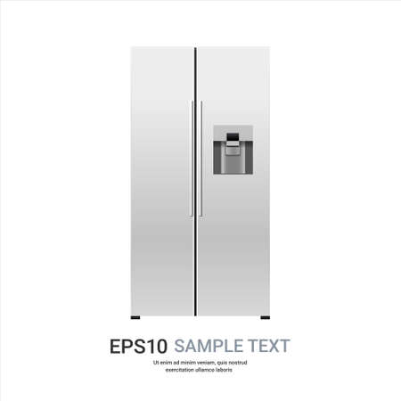 white refrigerator side by side fridge freezer modern kitchen household home appliance conceptのイラスト素材