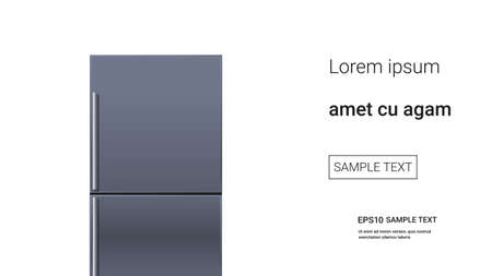 stainless steel refrigerator double door fridge freezer modern kitchen household domestic appliance concept isolated horizontal copy space vector illustrationのイラスト素材