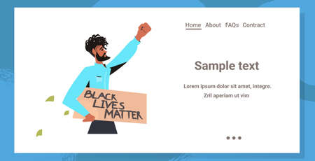 african american man holding black lives matter banner campaign against racial discrimination