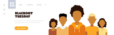 african american people against racial discrimination blackout tuesday black lives matter concept social problems of racism portrait horizontal copy space vector illustrationのイラスト素材