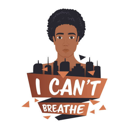african american man against racial discrimination i cant breathe black lives matter conceptのイラスト素材