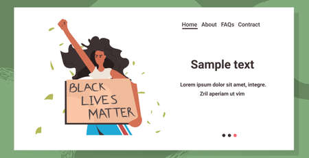 african american woman holding black lives matter banner campaign against racial discriminationのイラスト素材