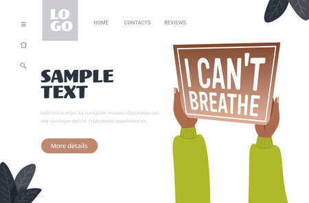 hands holding i cant breathe banner black lives matter campaign against racial discrimination