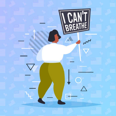 woman holding i can't breathe banner black lives matter campaign against racial discriminationのイラスト素材