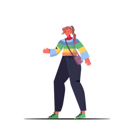 model fashion woman posing in casual trendy clothes female cartoon character standing pose full lengthのイラスト素材