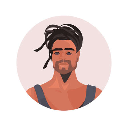 african american young man profile avatar beautiful guy face male cartoon character portraitのイラスト素材