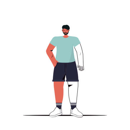 young man in casual trendy clothes male cartoon character standing pose full length