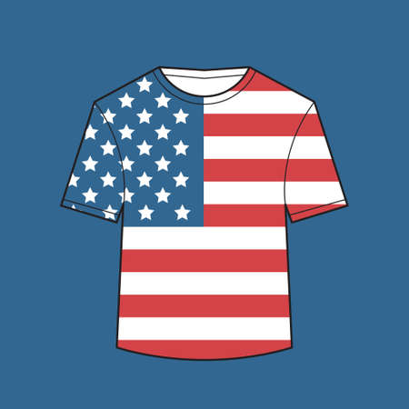 t-shirt with united states flag american independence day shirts celebration 4th of july concept vector illustrationのイラスト素材