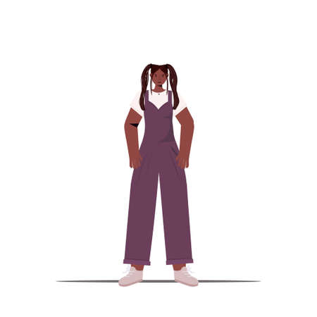 cute woman in casual trendy clothes female cartoon character standing pose full lengthのイラスト素材