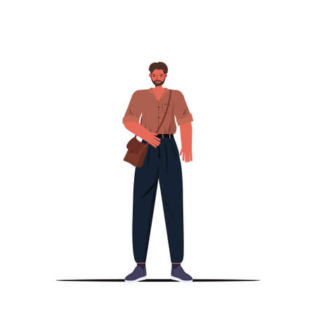 young man in casual trendy clothes male cartoon character standing pose full lengthのイラスト素材