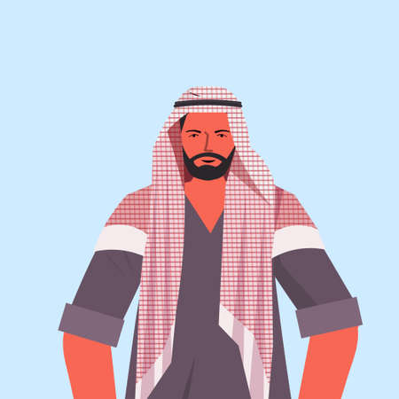 arabic man in traditional clothes arab male cartoon character portrait
