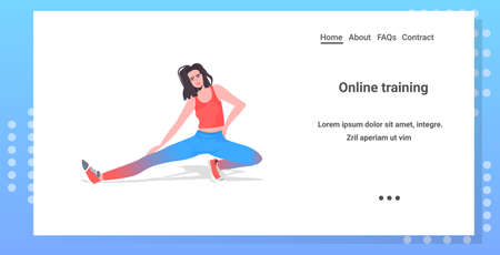 woman doing yoga fitness exercises training healthy lifestyle sport is life concept horizontalのイラスト素材